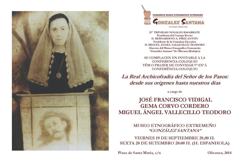 Una conferencia abordará la historia de la Real Archicofradía del Señor de los Pasos de Olivenza (Badajoz)