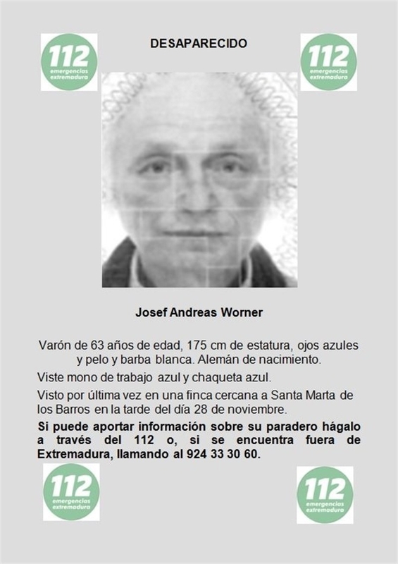 Buscan a un hombre desaparecido este pasado lunes cerca de Santa Marta de los Barros