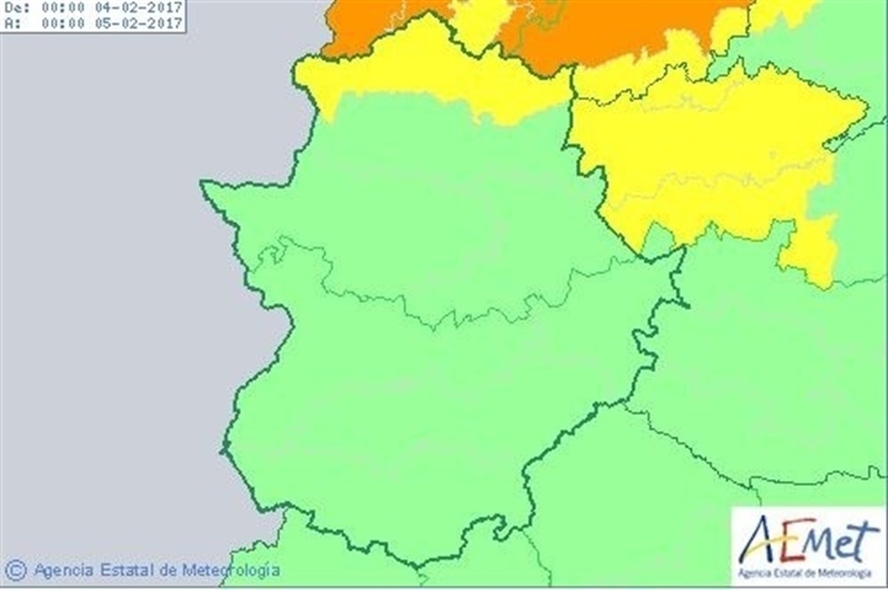 El norte de Cáceres, en aviso amarillo este sábado por lluvia