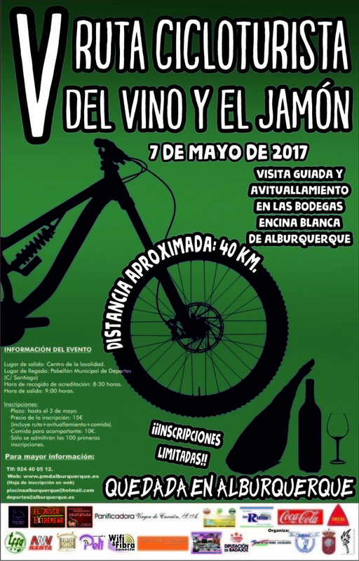 La V Ruta Cicloturista del Vino y el Jamón de Alburquerque tendrá lugar el próximo 7 de mayo
