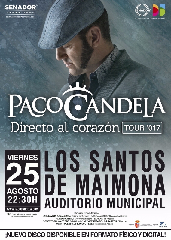 Paco Candela actuará el próximo 25 de agosto en la Fiesta de la Vendimia de Los Santos de Maimona
