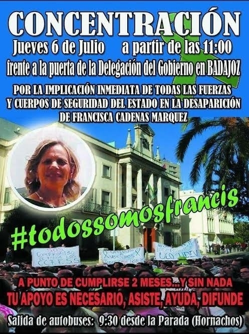 Familiares y vecinos de Francisca Cadenas reclamarán el jueves ante la Delegación del Gobierno la intervención de la UCO