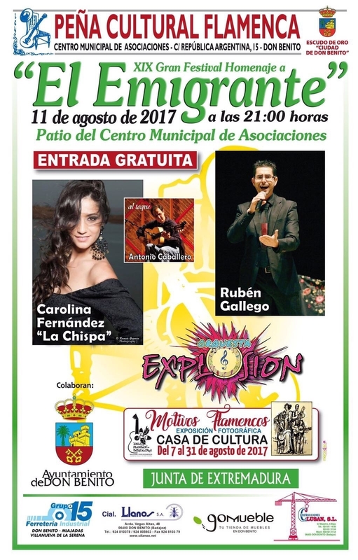 Don Benito celebrará este viernes su XIX Gran Festival Homenaje a 'El Emigrante'