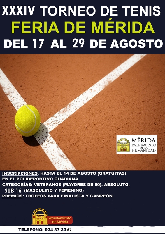 El torneo de tenis de la Feria de Mérida se disputará del 17 al 29 de agosto