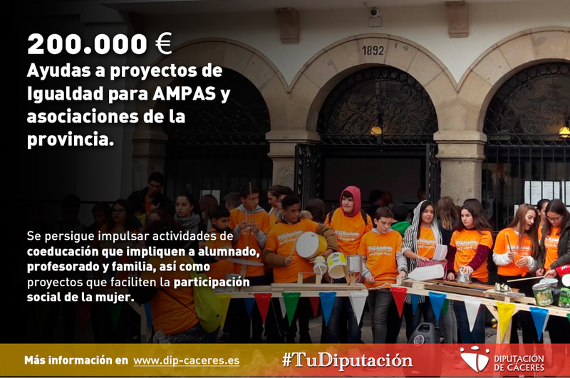 La Diputación publica sus ayudas a proyectos de Igualdad para AMPAS y asociaciones de la provincia