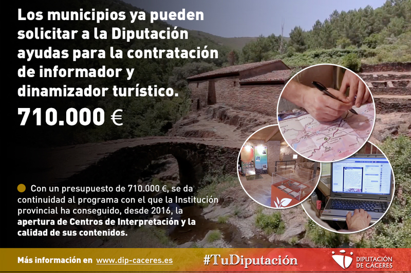 Los municipios ya pueden solicitar a la Diputación ayudas para la contratación de informador y dinamizador turístico