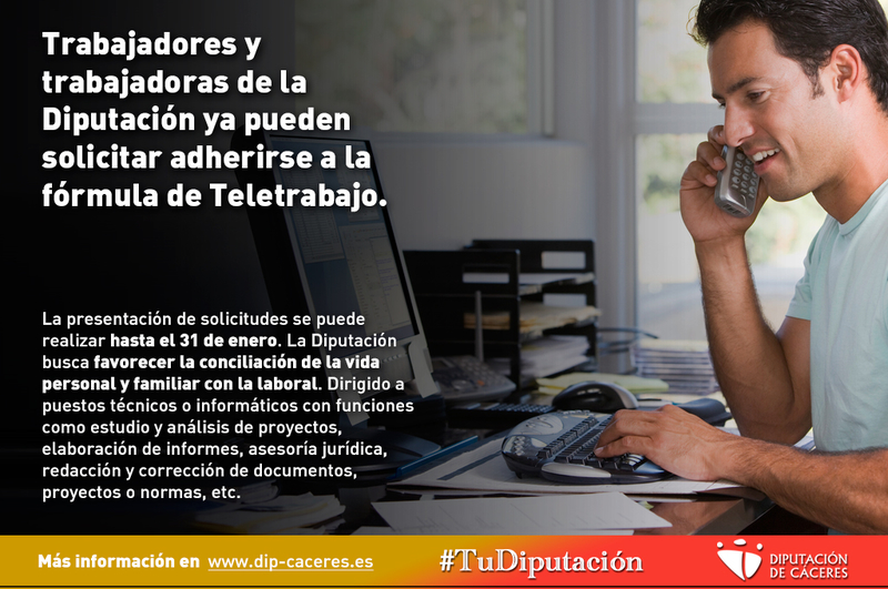 Trabajadores y trabajadoras de la Diputación ya pueden solicitar adherirse a la fórmula de Teletrabajo
