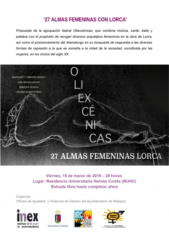 Teatro en la R.U. Hernán Cortés con ''27 almas femeninas con Lorca'' por Oliexcénicas