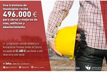 Una treintena de municipios de la provincia recibe 496.000 euros para obras y mejoras de vías, edificios y abastecimiento