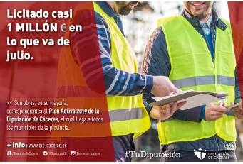 La Diputación Provincial de Cáceres ha licitado casi 1M en lo que va de mes de julio