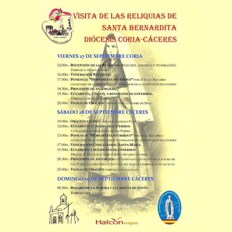 Las reliquias de Santa Bernardita 'vidente de Lourdes' estarán en Coria y Cáceres