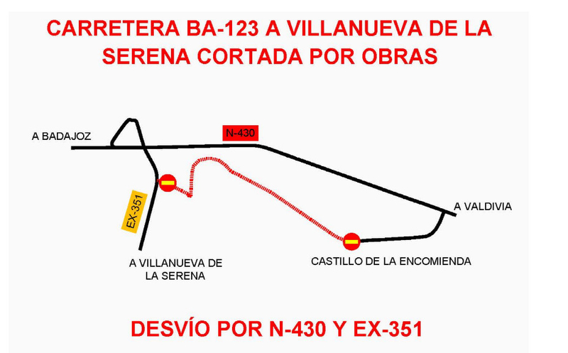 Ampliación del plazo de corte de la Carretera Provincial BA-123, de Villanueva de la Serena (EX-351) a la N-430