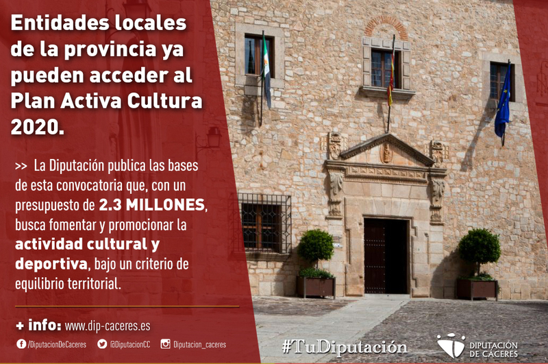 Las entidades locales de la provincia, con menos de 20.000 habitantes, ya pueden acceder al Plan Activa Cultura 2020