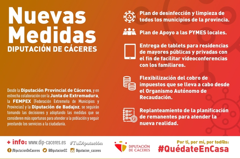 Diputación de Cáceres pone en marcha nuevas medidas de apoyo a diferentes sectores de la sociedad