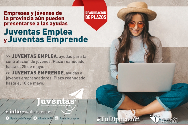 Se reanudan los plazos de solicitudes para acceder a las ayudas Juventas Emprende y Juventas Emplea