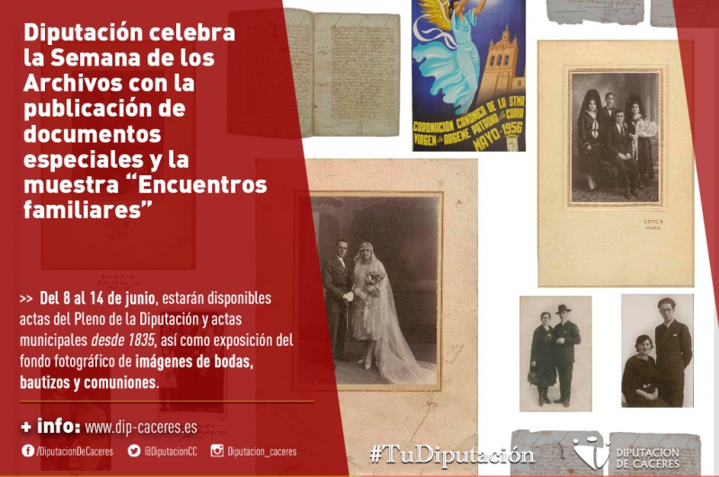 Diputación celebra la Semana de los Archivos con documentos especiales y la muestra 'Encuentros familiares'
