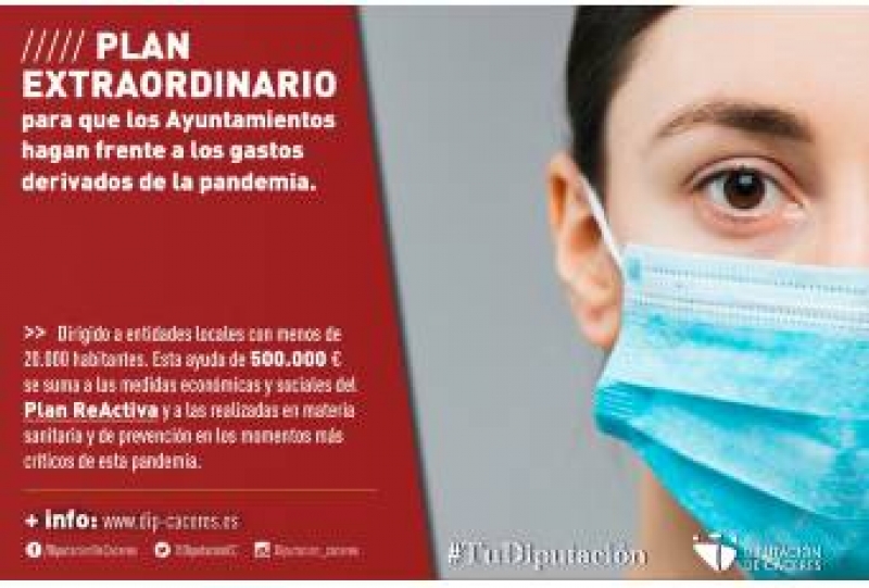 Diputación publica el Plan Extraordinario de Gastos derivados de la pandemia para municipios menores de 20.000 habitantes