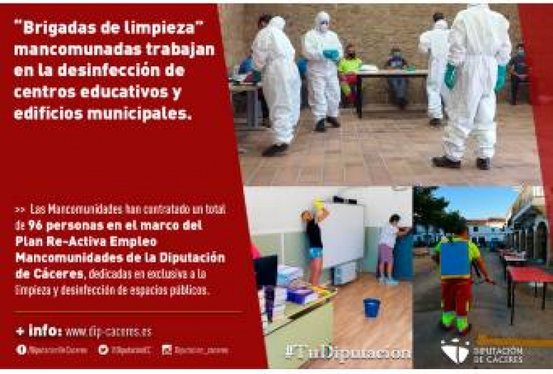 ''Brigadas de limpieza'' mancomunadas trabajan en la desinfección de centros educativos y edificios municipales
