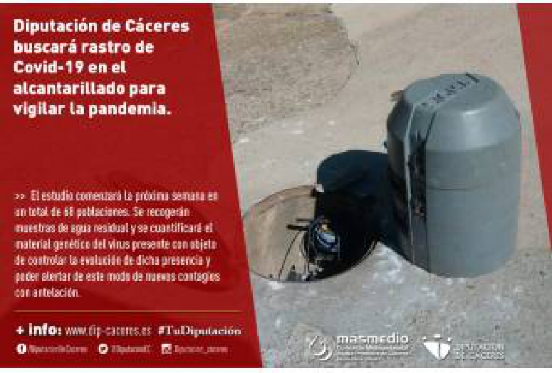 La Diputación de Cáceres buscará rastro de Covid-19 en el alcantarillado para vigilar la pandemia