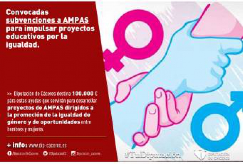 Convocadas las subvenciones dirigidas a AMPAS para impulsar proyectos educativos por la igualdad