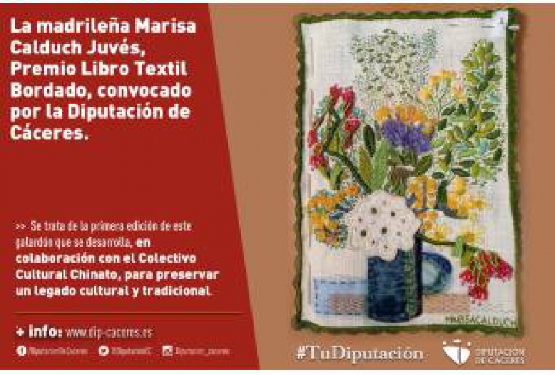 La madrileña Marisa Calduch Juvés, Premio Libro Textil Bordado, convocado por la Diputación de Cáceres