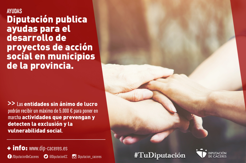 La Diputación de Cáceres publica las ayudas para el desarrollo de proyectos de acción social en municipios de la provincia