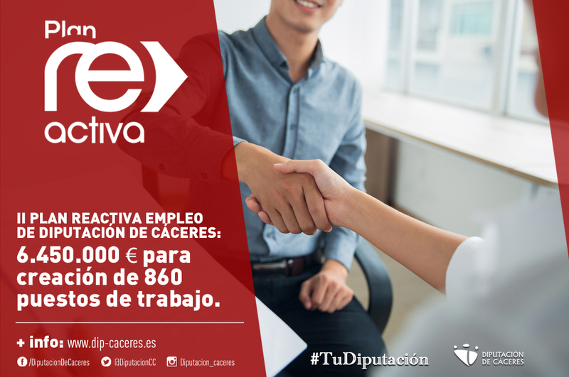 El II Plan ReActiva Empleo de la Diputación destina 6.450.000 euros para la creación de 860 puestos de trabajo