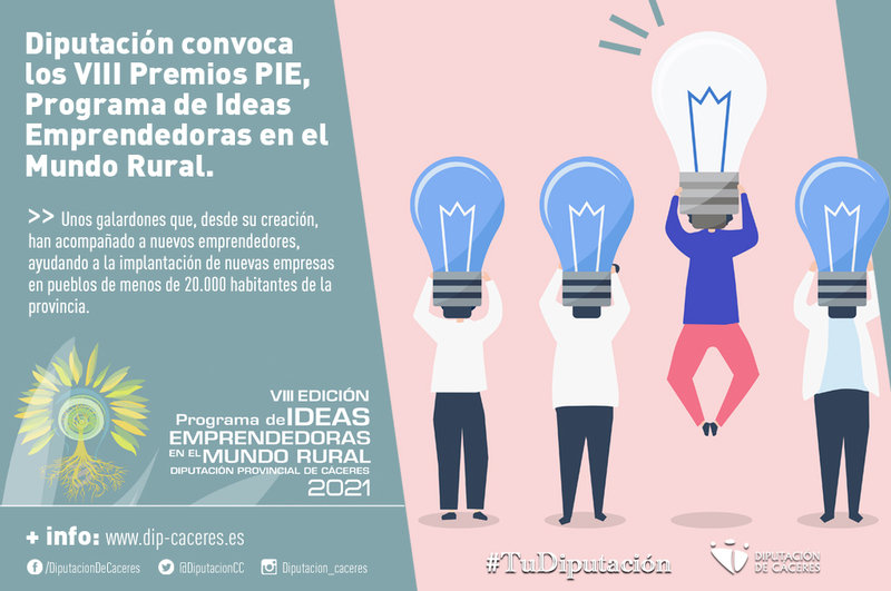 La Diputación convoca los VIII Premios PIE, Programa de Ideas Emprendedoras en el Mundo Rural