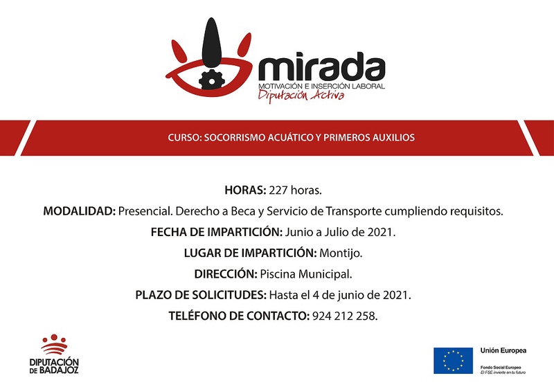 La Diputación de Badajoz comenzará una acción formativa de ''Socorrismo acuático y primeros auxilios'' en Montijo