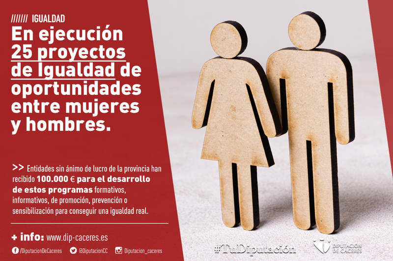 En ejecución 25 proyectos de Igualdad de oportunidades de mujeres y hombres aprobados por la Diputación de Cáceres