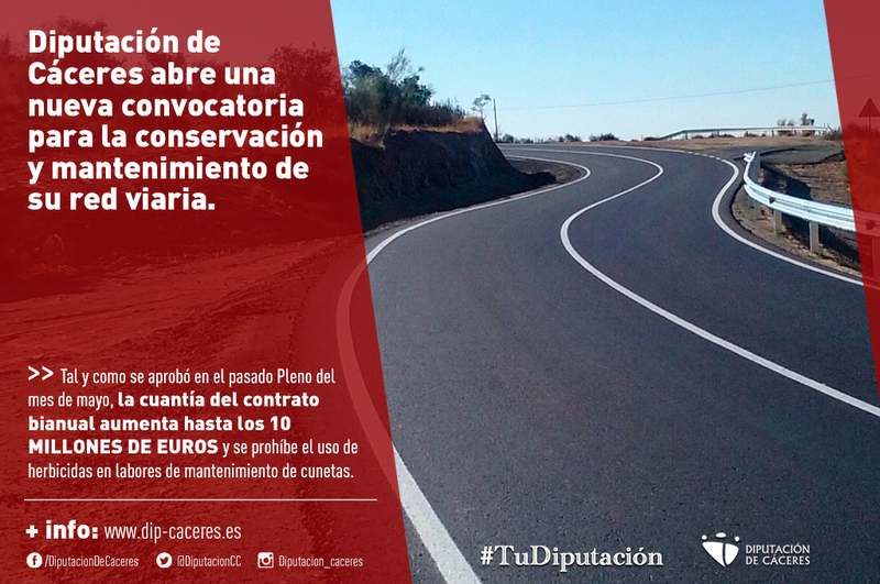 Diputación de Cáceres abre una nueva convocatoria para la conservación y mantenimiento de su red viaria