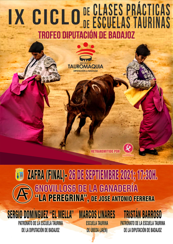 Zafra acoge el próximo domingo la final del IX Ciclo de Clases Prácticas de Escuelas taurinas Trofeo Diputación de Badajoz
