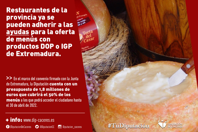 Restaurantes de la provincia ya se pueden adherir a las ayudas para la oferta de menús con productos DOP o IGP de Extremadura