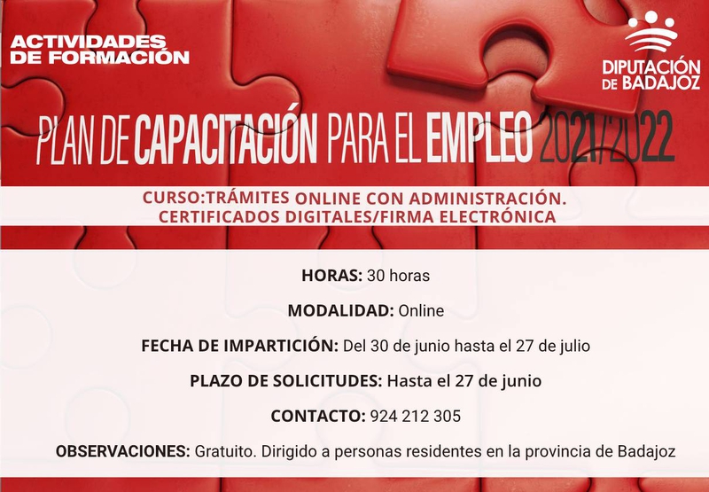 Nueva edición del curso 'Trámites online con la administración. Certificados digitales y firma electrónica'