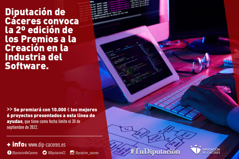 Diputación de Cáceres convoca la 2 edición de los Premios a la Creación en la Industria del Software