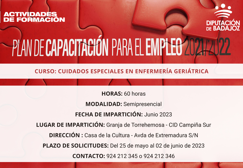En marcha la 2 edicin de la accin formativa ''Cuidados especiales en enfermera geritrica''