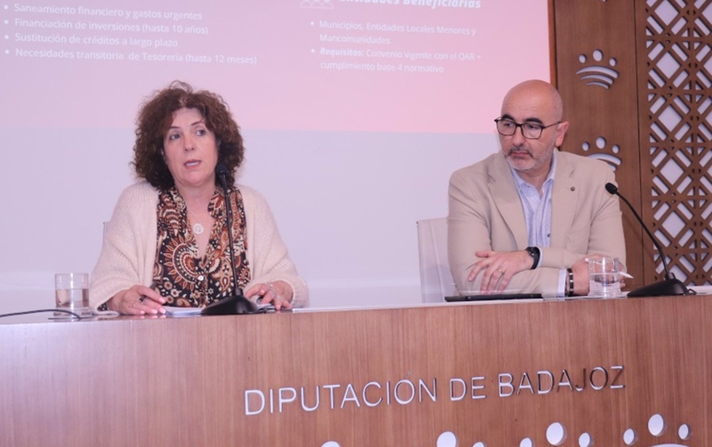 La Diputación de Badajoz prestará seis millones de euros sin intereses a los municipios de la provincia