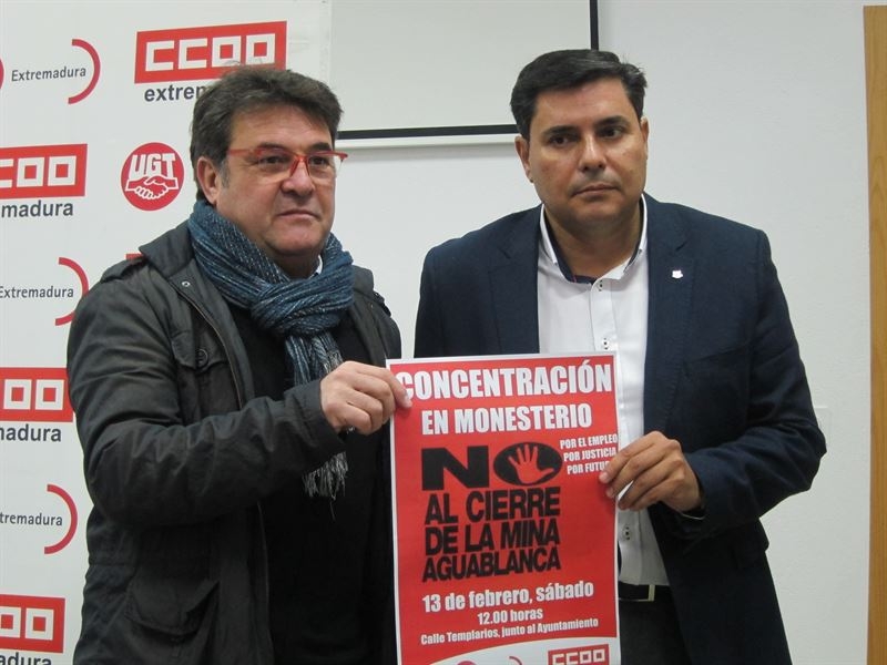 CCOO y UGT animan a la sociedad extremeña a acudir a la concentración en rechazo al cierre de la mina Aguablanca