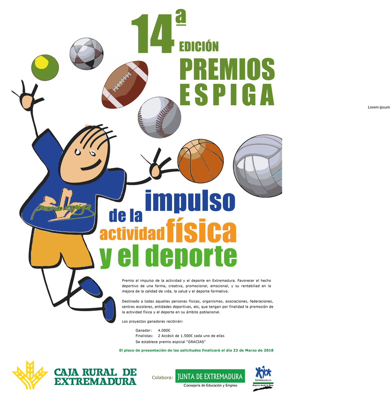 Caja Rural de Extremadura convoca el XIV Premio Espiga a la Actividad Física y el Deporte