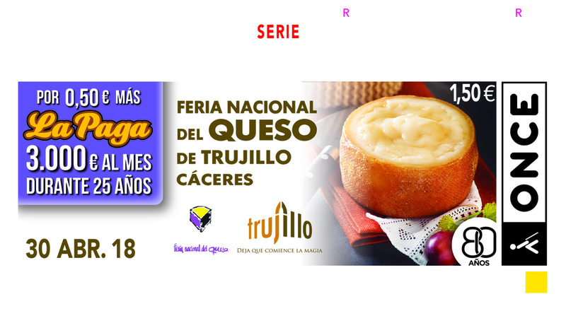 El cupón de la ONCE divulga la tradición y el sabor de la Feria Nacional del Queso, de Trujillo
