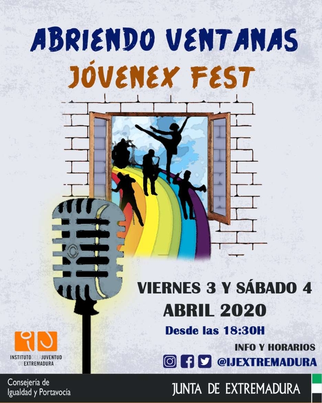 El IJEX pone en marcha el festival Abriendo Ventanas-Jóvenex Fest para ofrecer alternativas culturales a la juventud durante la crisis 