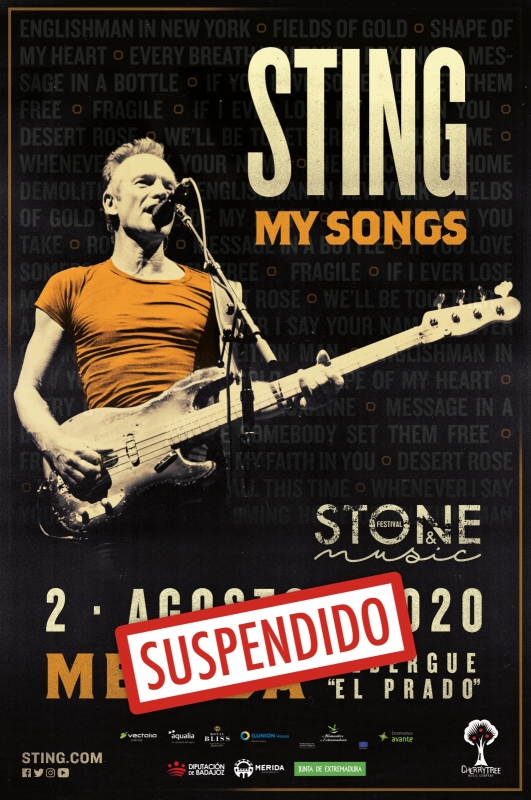 Se suspende el concierto de Sting, previsto para el 2 de agosto, en el Stone & Music Festival  
