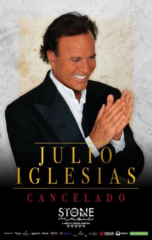 Julio Iglesias no actuará el 28 de agosto en el Stone&Music Festival de Mérida