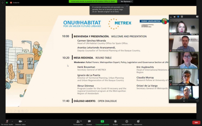 La directora de Urbanismo participa en el webinar de ONU-Hábitat con motivo del Día Mundial Metropolitano