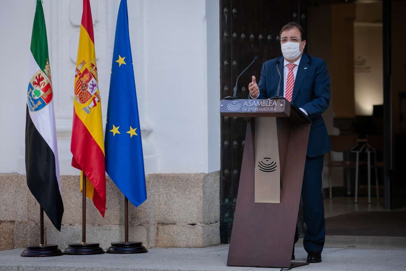 El presidente de la Junta aboga por una financiación justa y por la equidad fiscal en España en el discurso institucional del Día de Extremadura