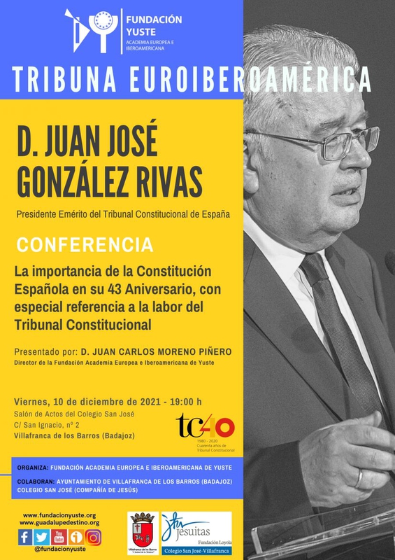 El presidente emérito del Tribunal Constitucional ofrecerá una conferencia en Villafranca de los Barros dentro del programa Tribuna EuroIberoamérica 
