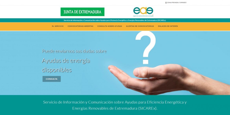El Servicio de Información y Comunicación sobre Ayudas para Eficiencia Energética y Energías Renovables (SICAREx) ya está en funcionamiento
