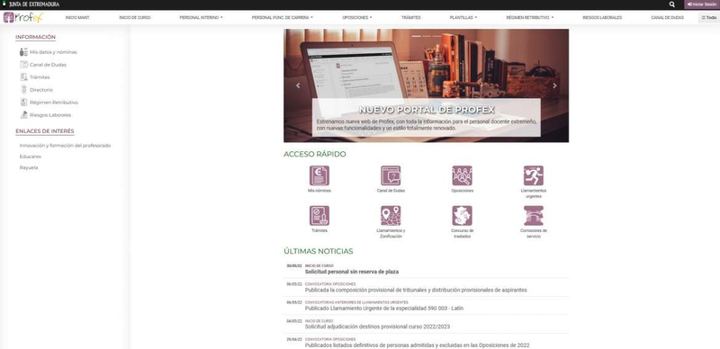 Educación actualiza el portal del docente PROFEX para hacerlo más ágil y sencillo