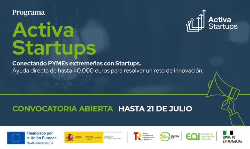 El programa 'Activa Startups' abre su primera convocatoria ofreciendo a las pymes extremeñas hasta 40.000 euros para mejorar su innovación