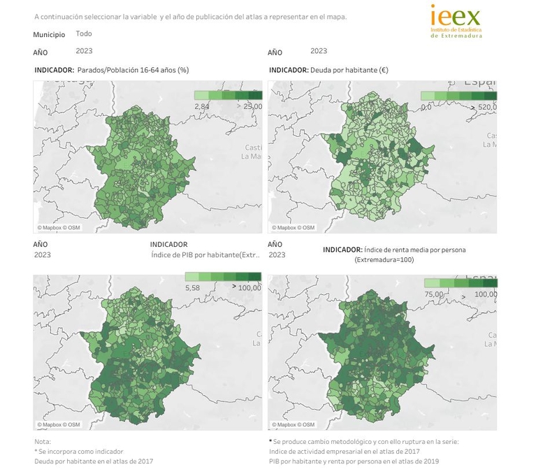 Publicado el VII Atlas Socioeconómico de Extremadura con variables e indicadores económicos, demográficos y sociales de los municipios extremeños